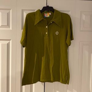 Big Bud Press Shortsleeve Polo shirt in Olive Green XL. 3 button front